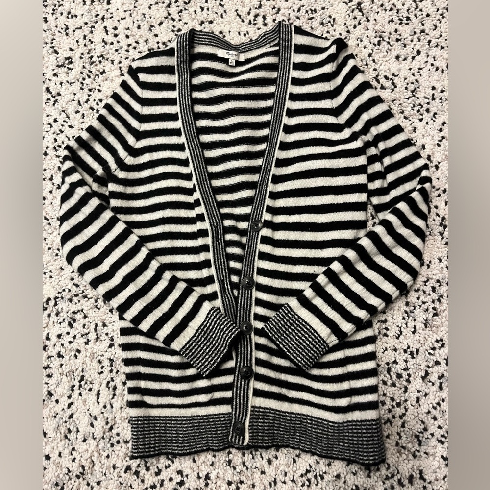 Madewell black and white cardigan